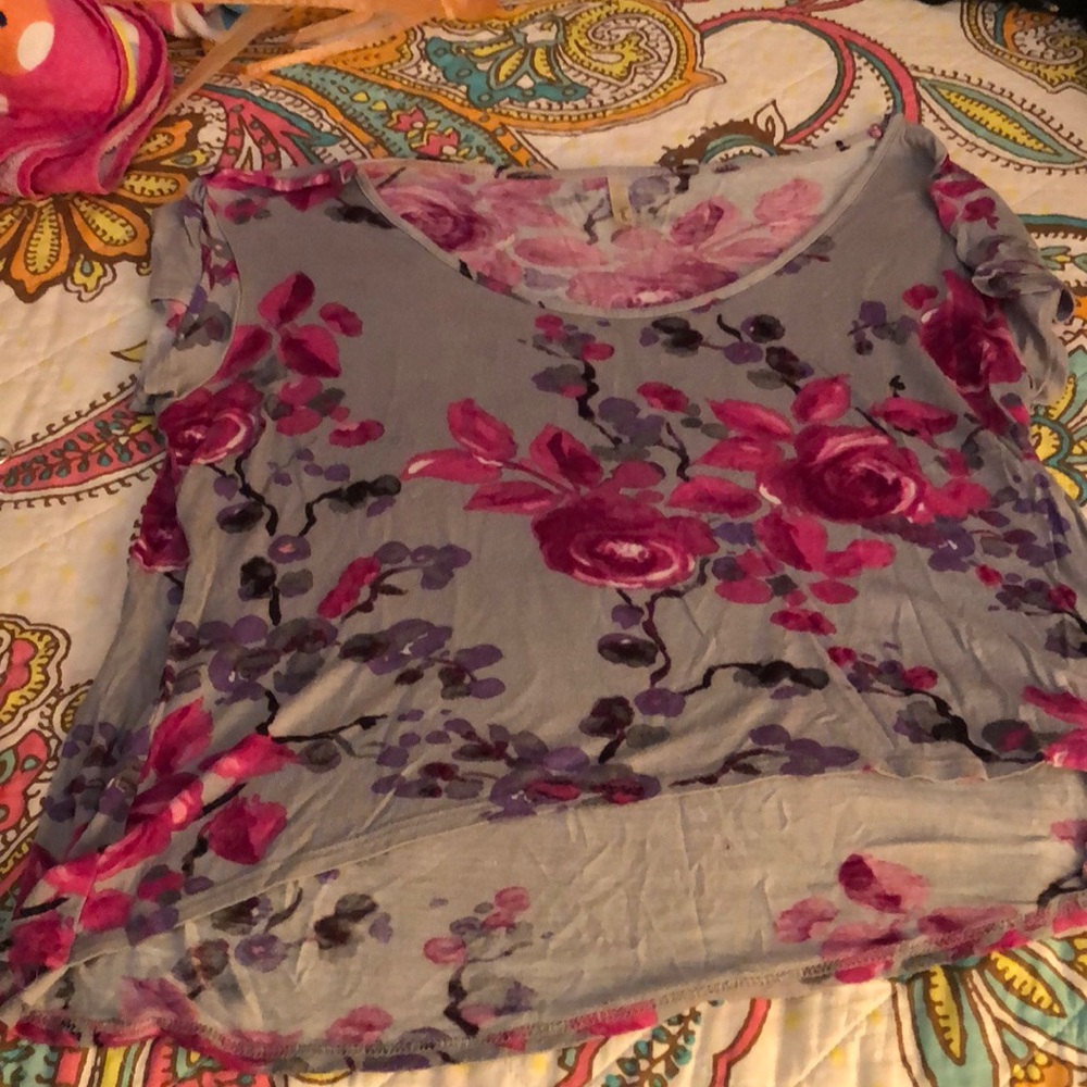 Grey floral crop top